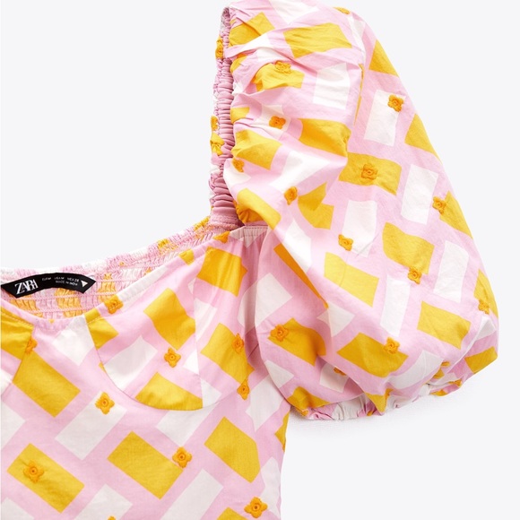 Zara printed poplin bodysuit with puffy sleeves NWT - Picture 9 of 9